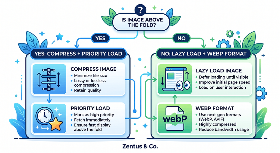 Wix mobile image optimization decision tree by Zentus Agency