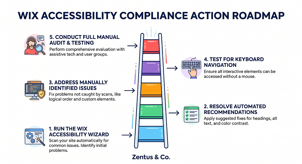 Wix accessibility compliance action roadmap by Zentus Agency