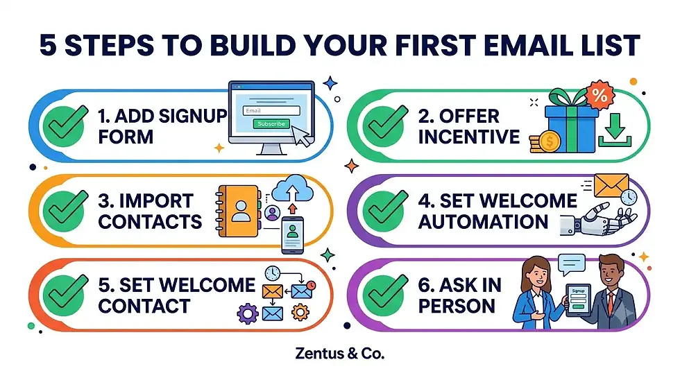 Steps to build a small business email list by Zentus Agency