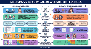 Wix website for Charlotte med spas vs salon comparison by Zentus Agency