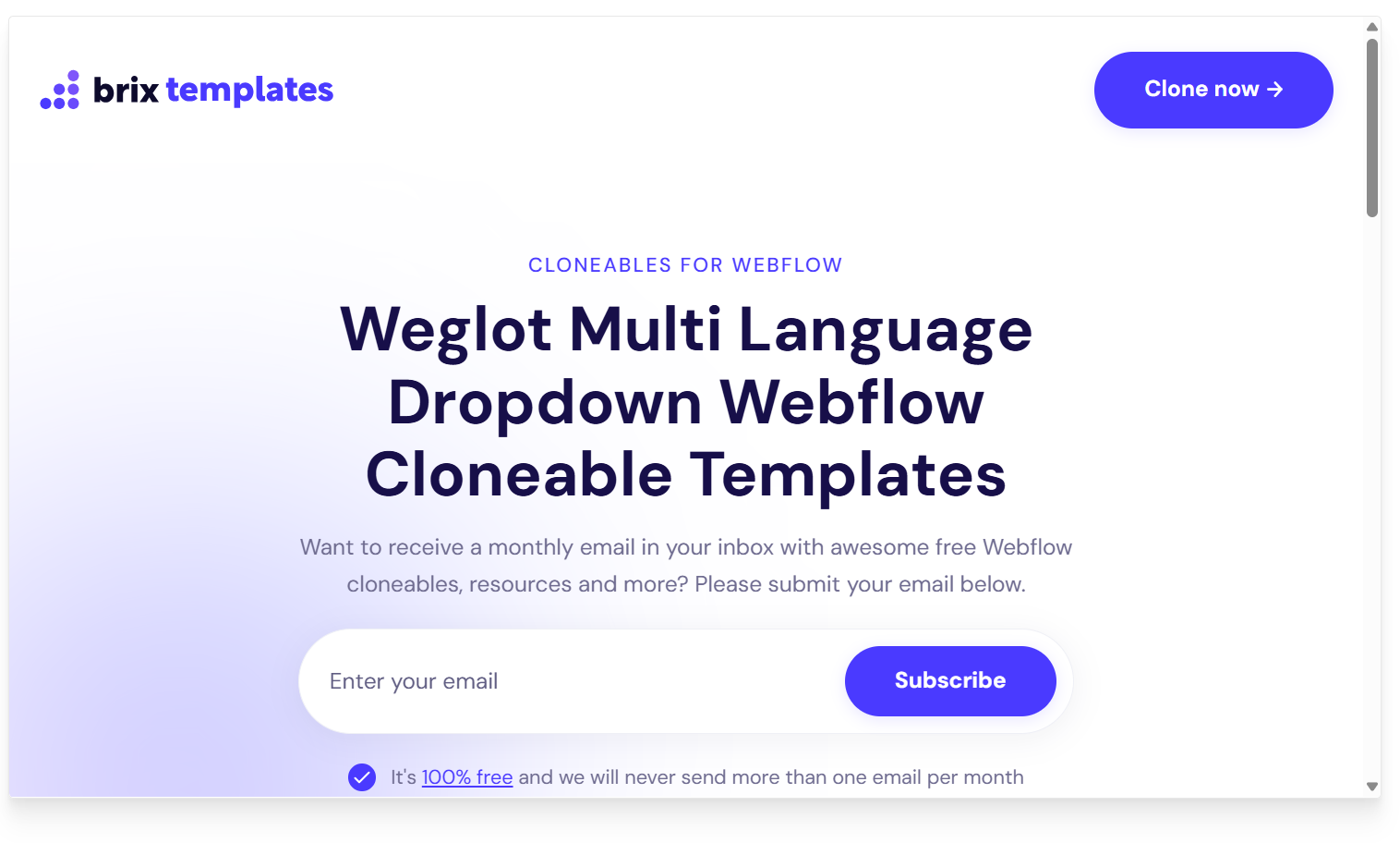 Webflow cloneable templates for Weglot multi-language, dropdowns, and more. Clone now.