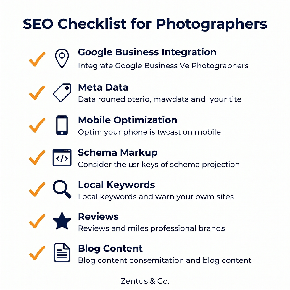 Wix Studio SEO features checklist for photography websites by Zentus Agency