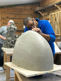 "I felt lucky for the great weather, frustrated and challenged working with a new type of clay, and finally a sense of grace, for all the work I accomplished in a little more than a month."
