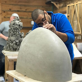 "I felt lucky for the great weather, frustrated and challenged working with a new type of clay, and finally a sense of grace, for all the work I accomplished in a little more than a month."