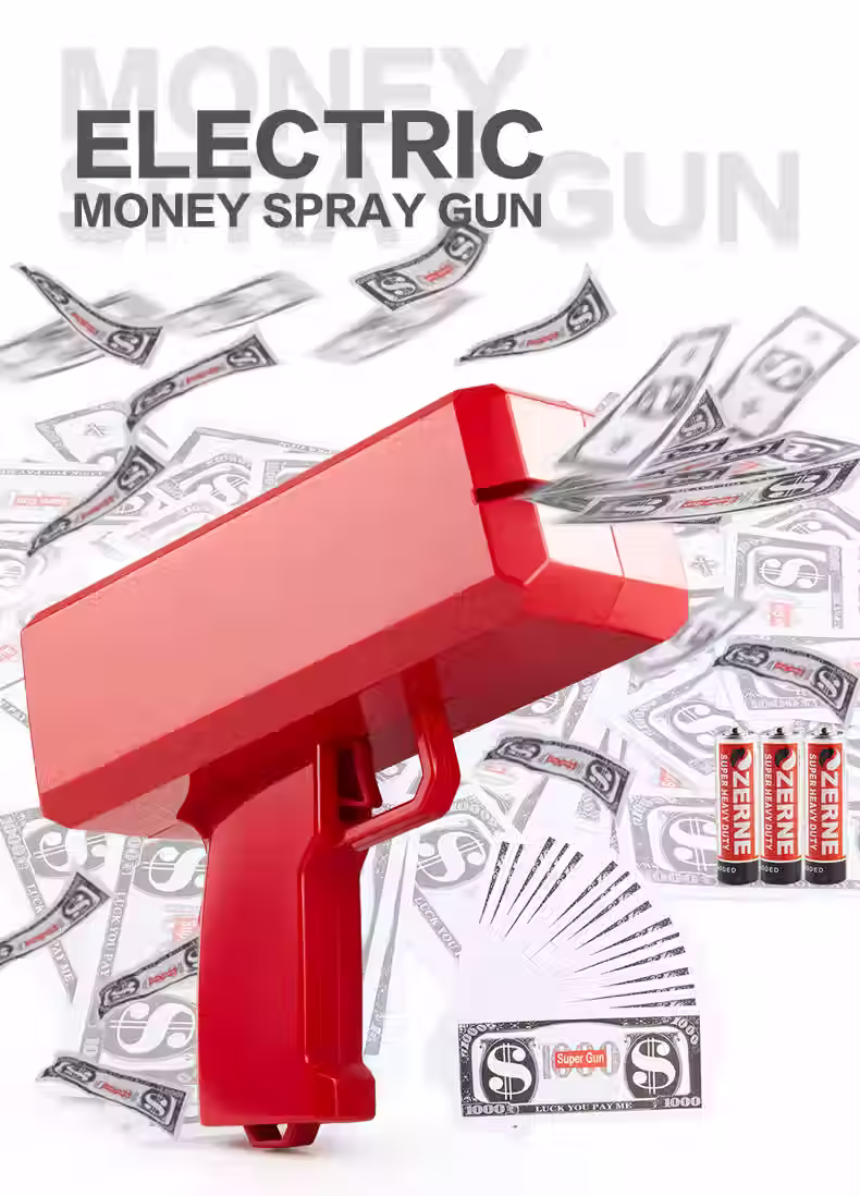 Pistolet na banknoty Cash Cannon Money Gun imprezowy zabawka strzelająca