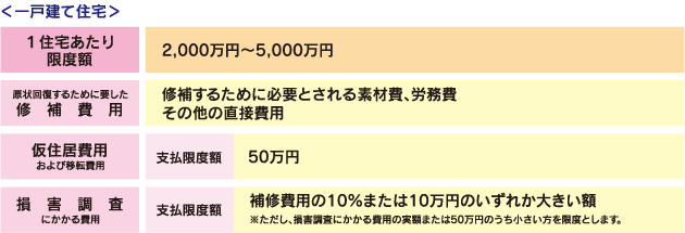 保険金額及びてん補限度額