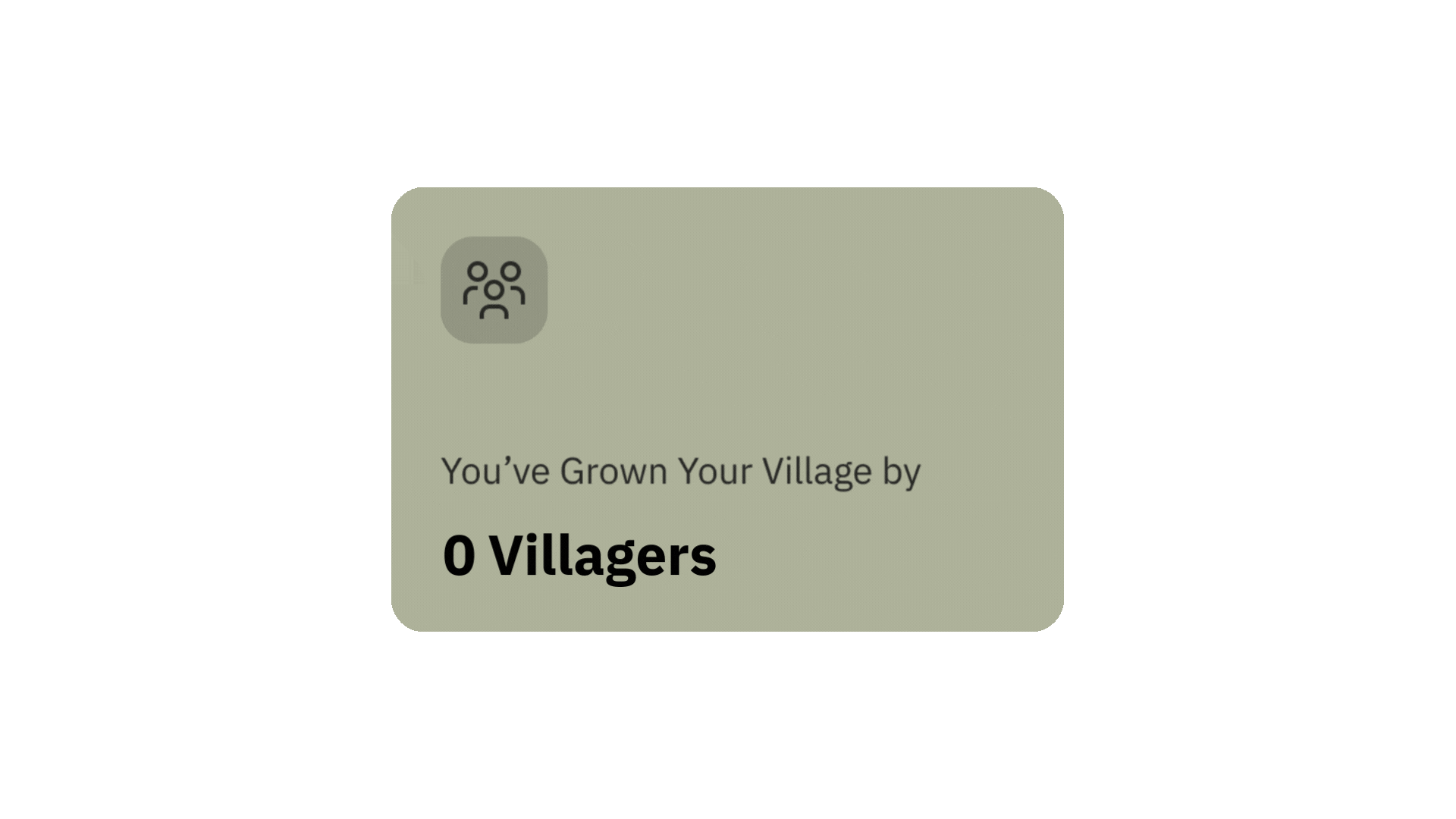 Animation of Village Sharing Growth Card showing number of Villagers brought on to the platform progressively increasing 