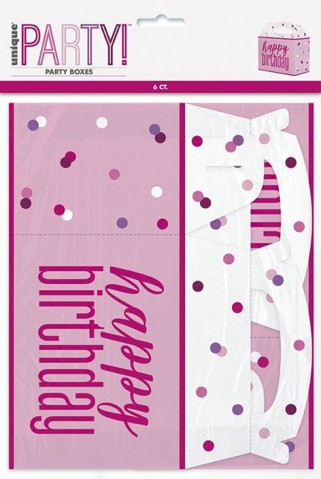 Pink/Silver Glitz Happy Birthday Party Box 6ct