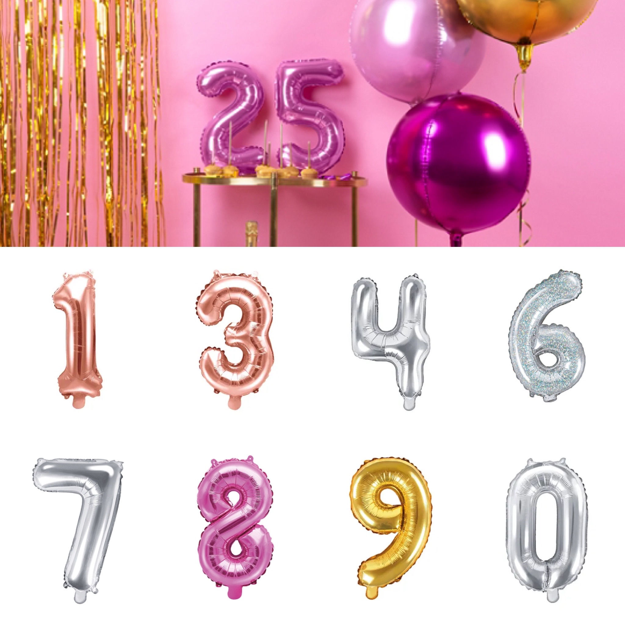 Small Foil Number Balloon 32cm / 14" air fill only 1 single number / 1pkt