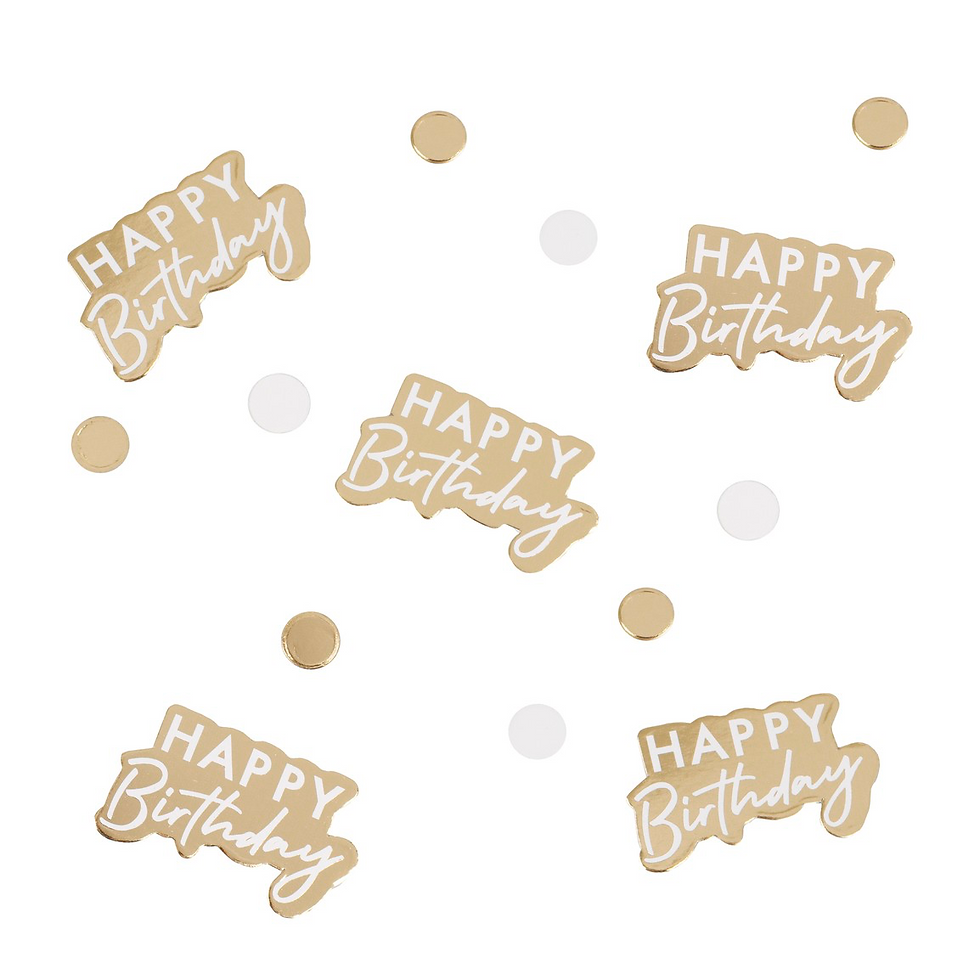 Thumbnail: Gold and White foiled Happy Birthday Confetti