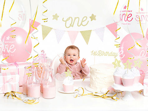 Ms ONEderful 1st party set banner One (1 piece), paper garland (1 piece),
