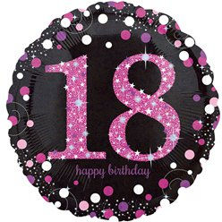 Happy 18th Birthday Pink Sparkling Celebration Balloon 18" Foil (each)