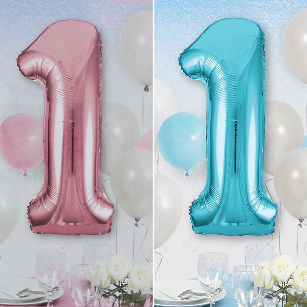 34'' Lovely pink or blue Number 1 Foil Balloon