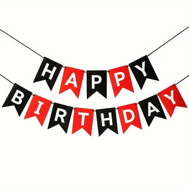 Red & Black Happy Birthday Banner