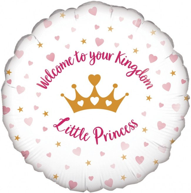 Pink & White Welcome To Your Kingdom Little Princess - 18'' Foil Balloon