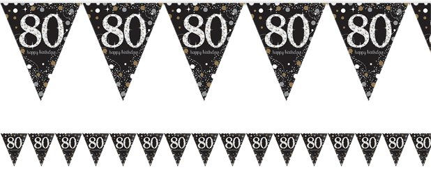 Gold Celebration Age 80 Prismatic Foil Bunting - 4m (each)