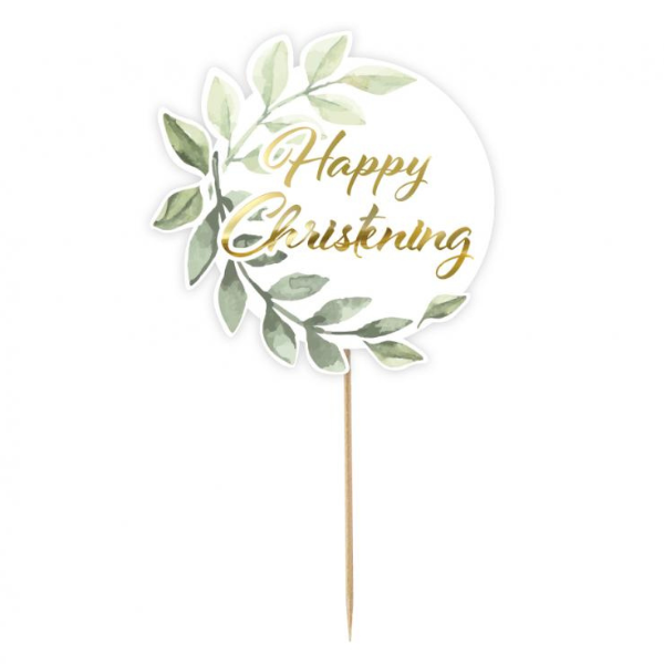 Christening Leaves Cake Topper 1ct