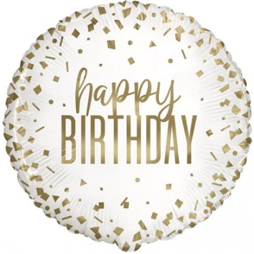 Happy Birthday Gold Confetti 18" Foil Balloon