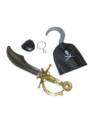Pirate / Caltain Jack Kit, earring, hook, eyepatch, sword
