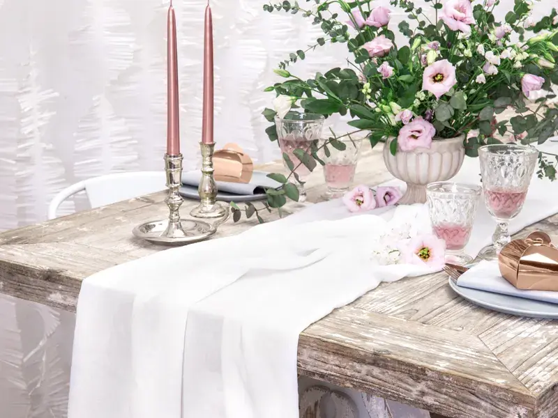 Thumbnail: Muslin table runner, light cream, 0.70 cm x 5 metre