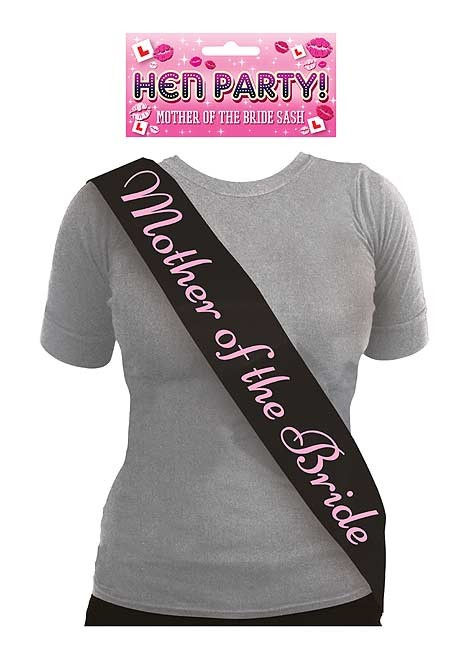 Sash Mother Of The Bride Black with Pink Text