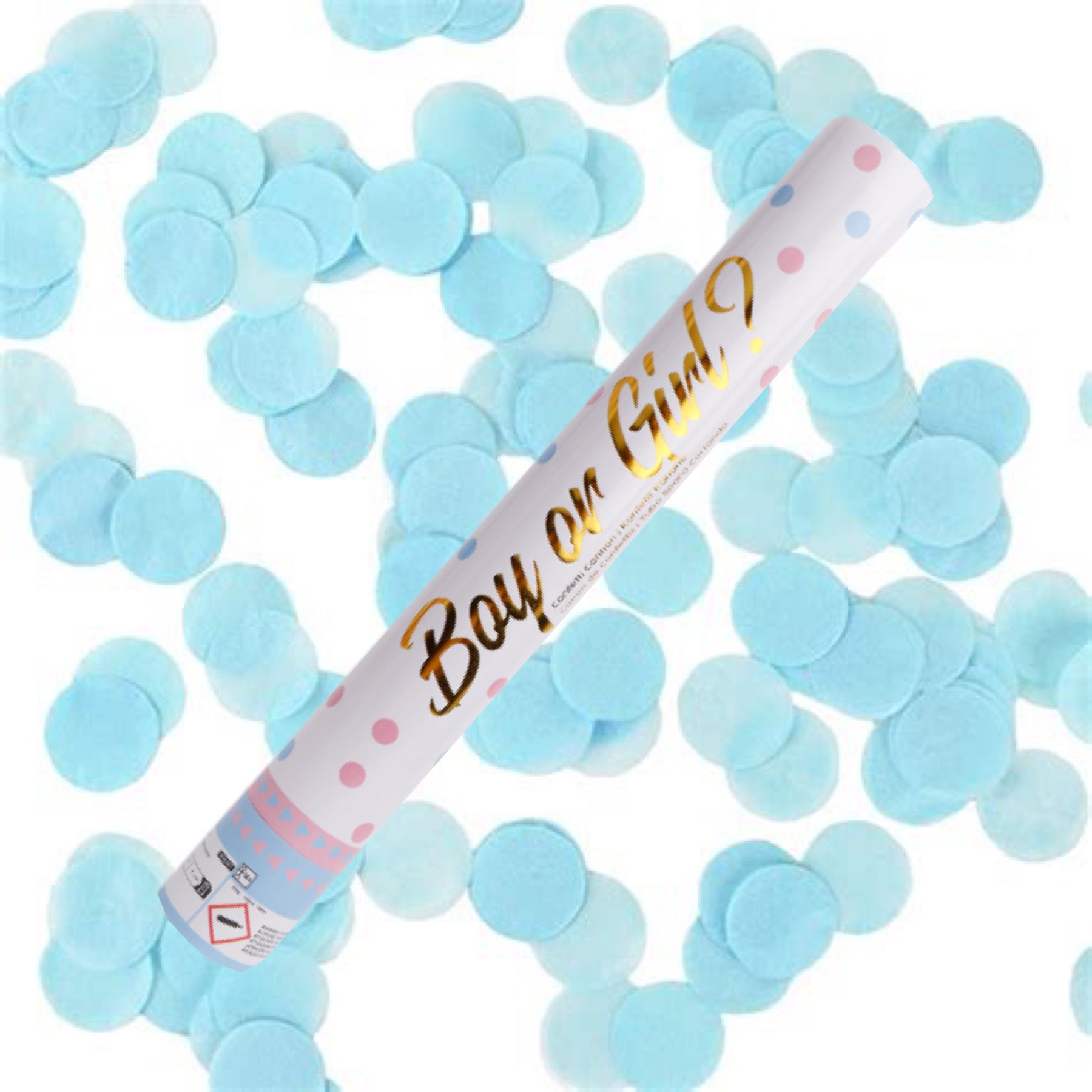 Confetti Cannon Gender Reveal - Boy, Paper, cannon length 40 cm  