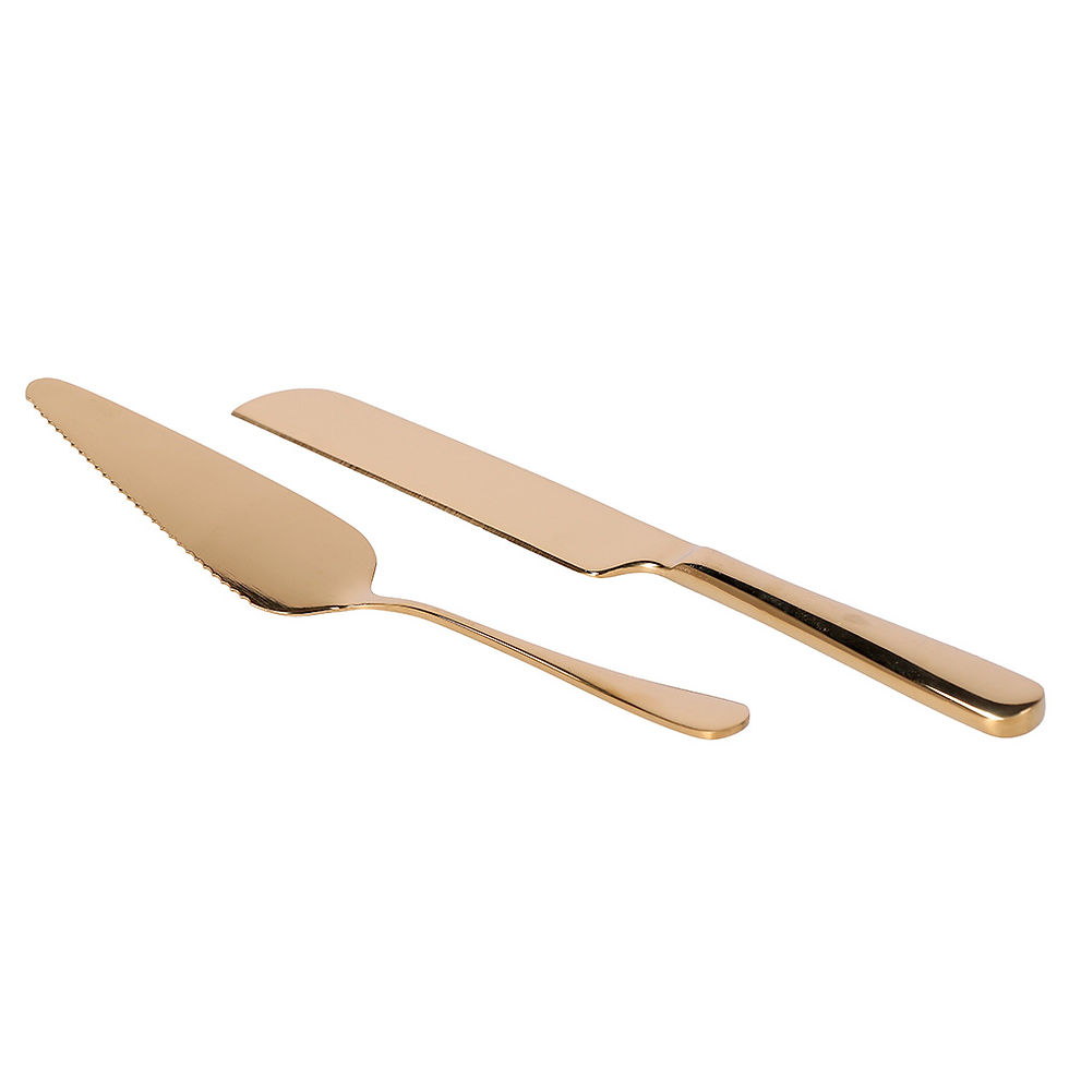 Gold Cake knife and a server, 2pcs/ 1pkt