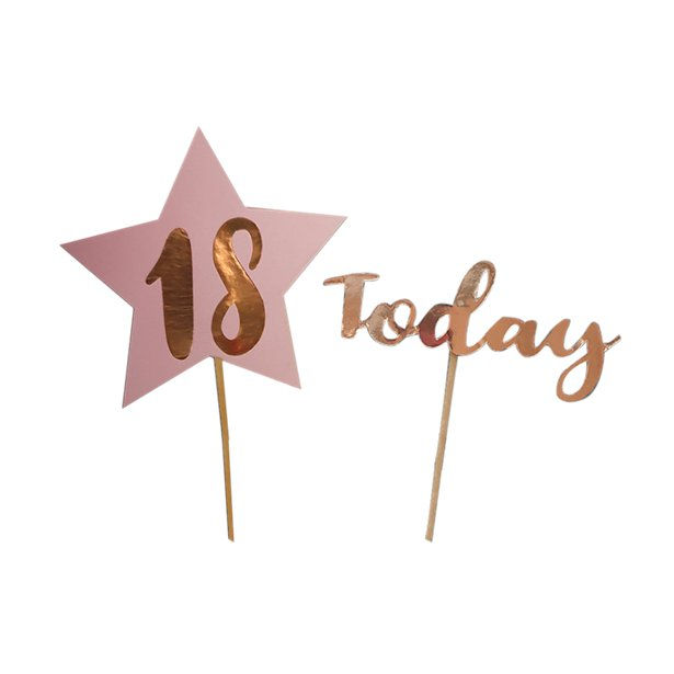 Personalised Any Number Rose Gold 'Today' Cake Topper: 10cm x 7cm
Pack contai