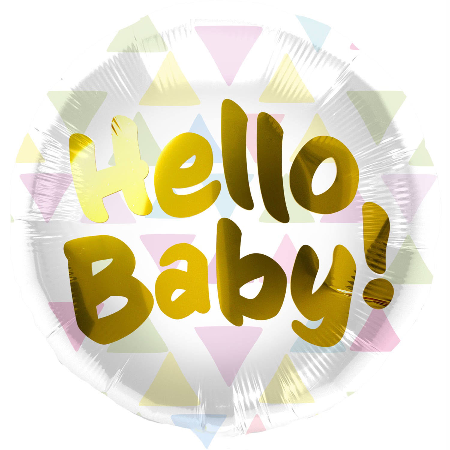 Foil Balloon 'Hello Baby!' Multicolor Triangles - 45cm.