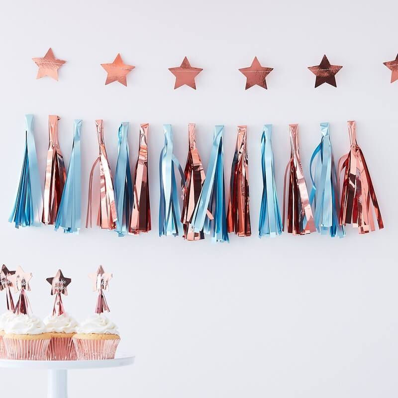 Matte Blue and Rose Gold Tassel Garland Kit Twinkle Twinkle
