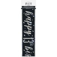 Black & Silver Glitz Age Foil Banner 9ft/ 274cm