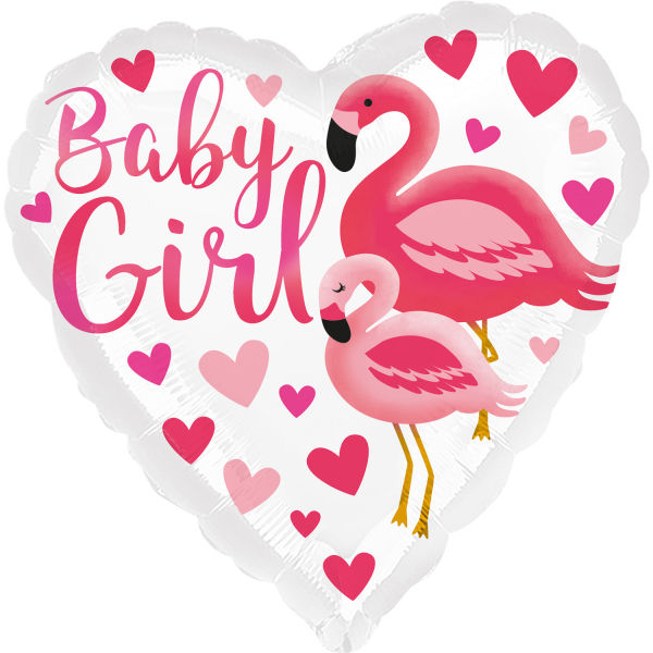 Flamingo Baby Girl Foil Balloon, 45cm, self sealing