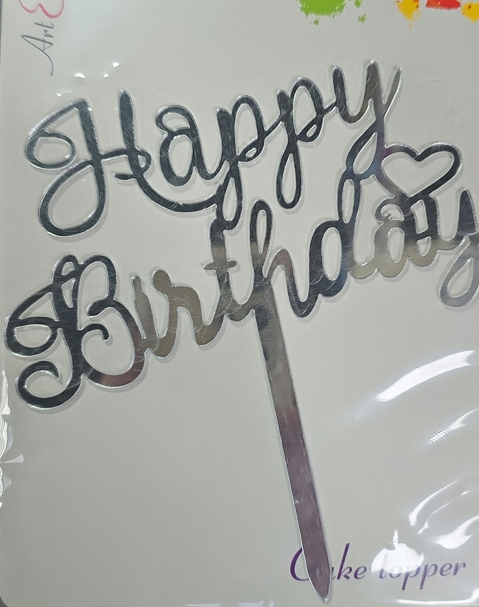 Silver acrylic cake topper