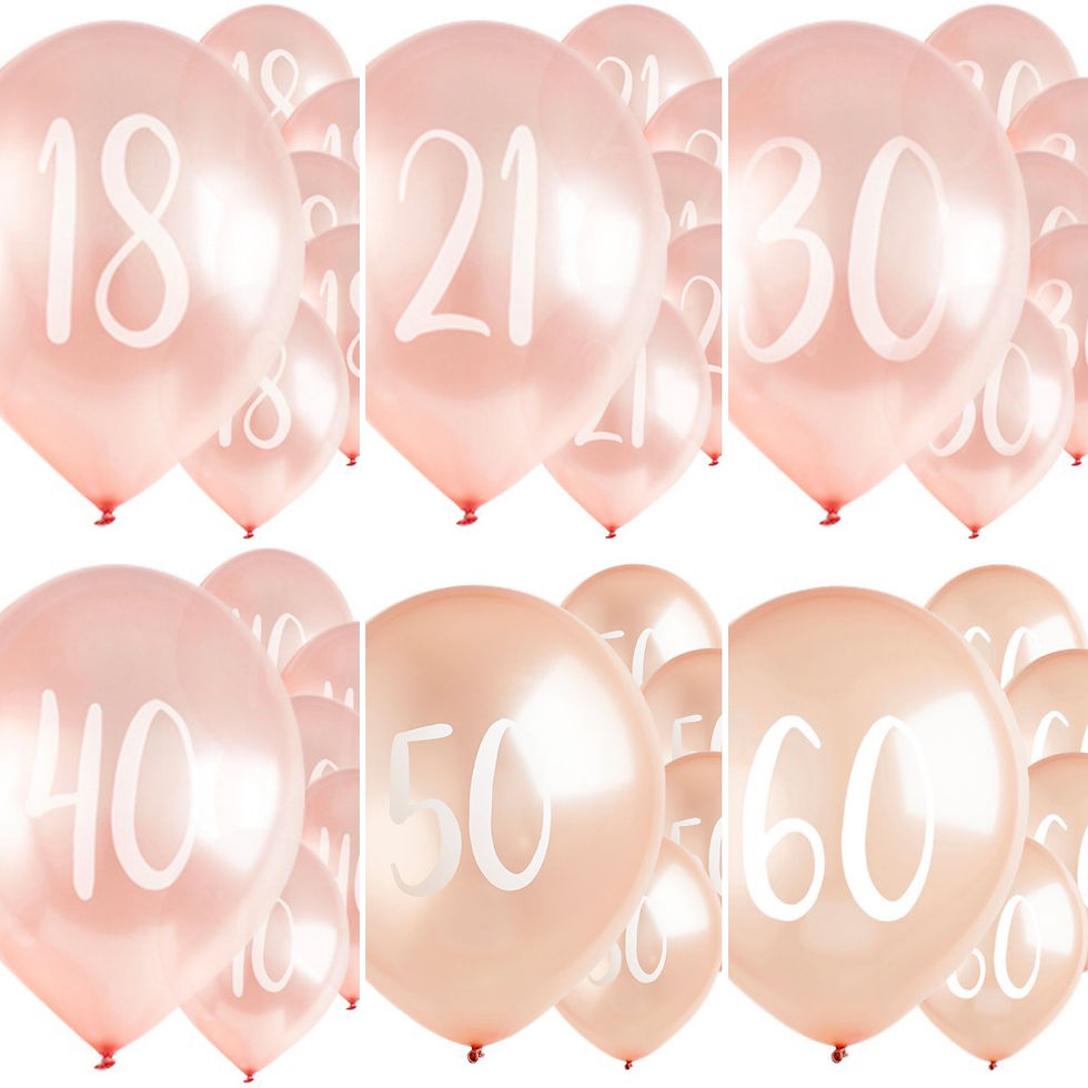 Rose Gold Age Milestone Balloons - 12'' Latex (5pcs)