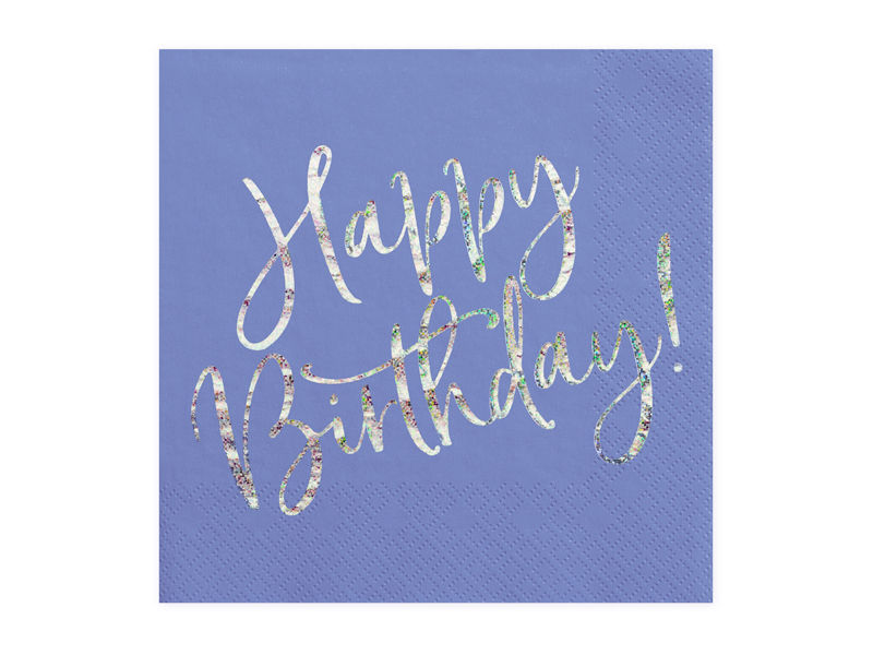 Napkins Happy Birthday, navy blue, 33x33cm
Paper napkins in navy blue colour wi
