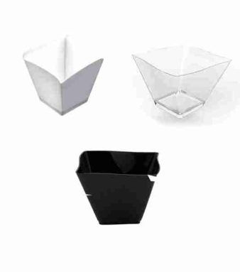 Canape dishes square swirl shaped 60cl 25pk