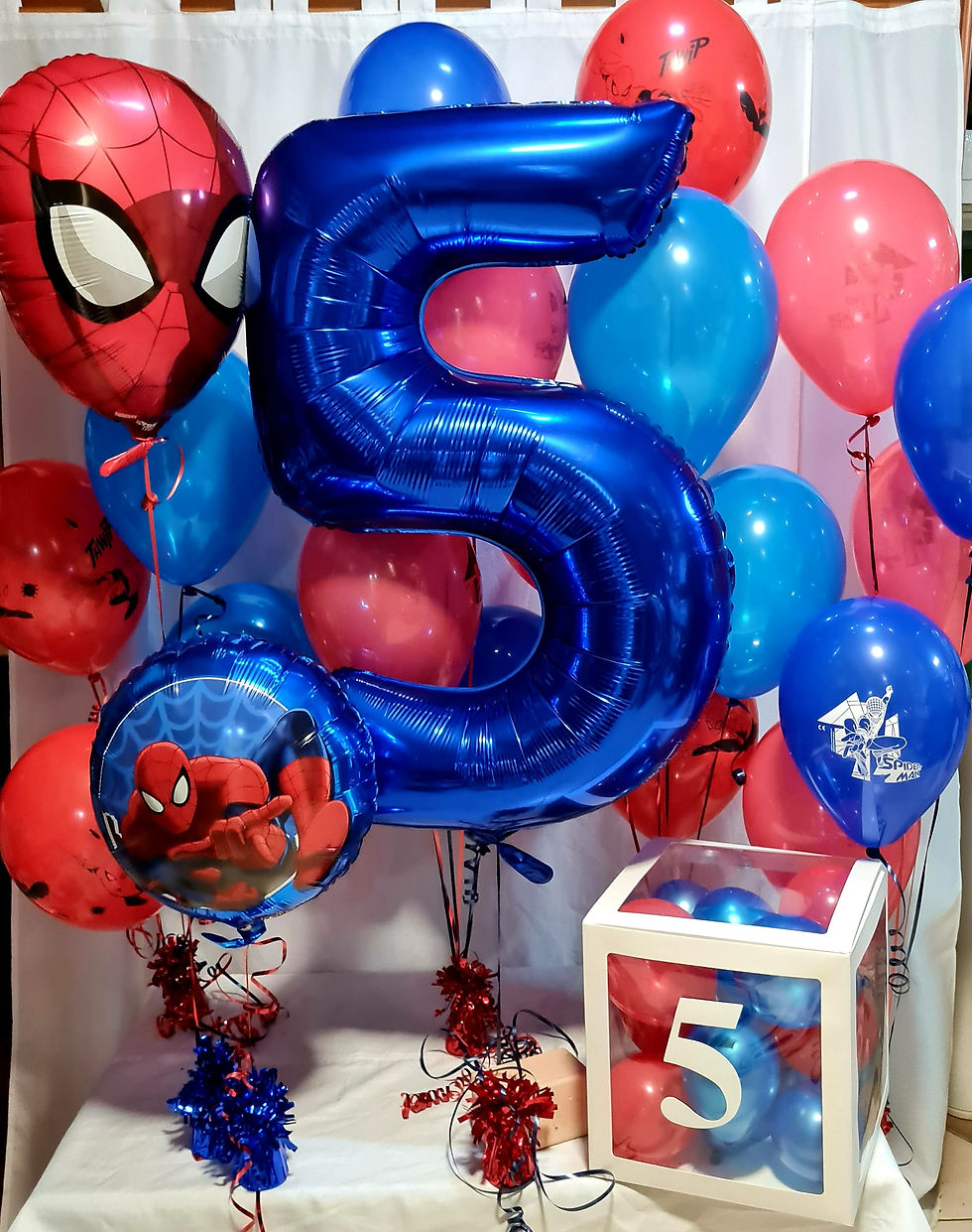 Spiderman Balloon Arrangement, including displayed balloons, helium,m & airfill