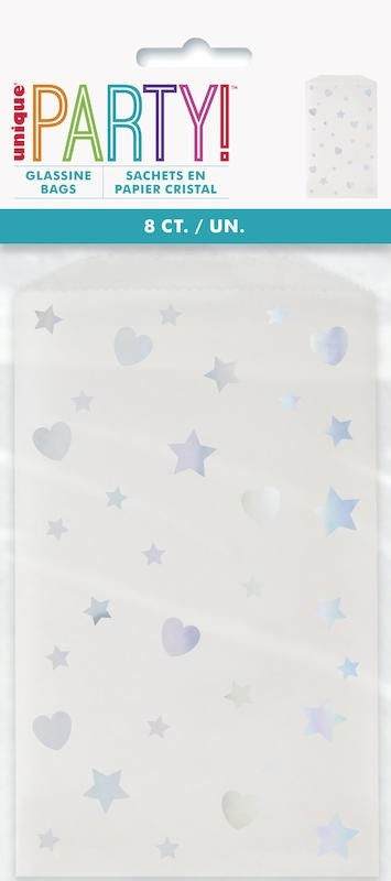 Iridescent Heart Glassine Bags 8pcs / 1pkt