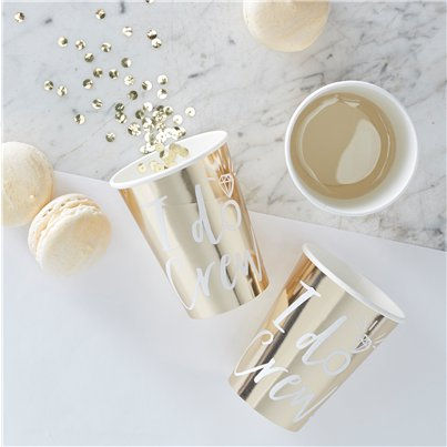 I Do Crew' Gold Foiled Cups - 255ml (8pk)