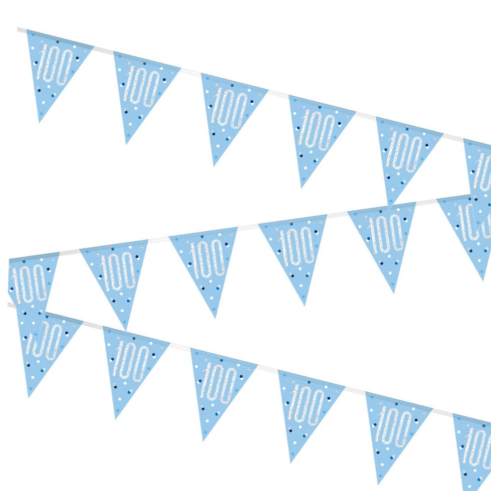 Thumbnail: Blue Silver Glitz Age Flag Bunting 270cm each