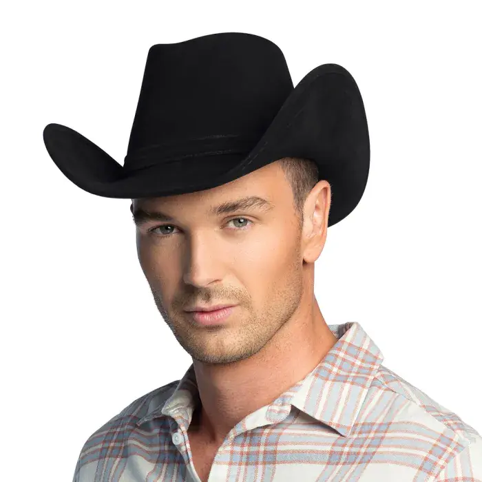 Cowboy Hat Wyoming Black Leather Look Approx 57-59cm Circumference
