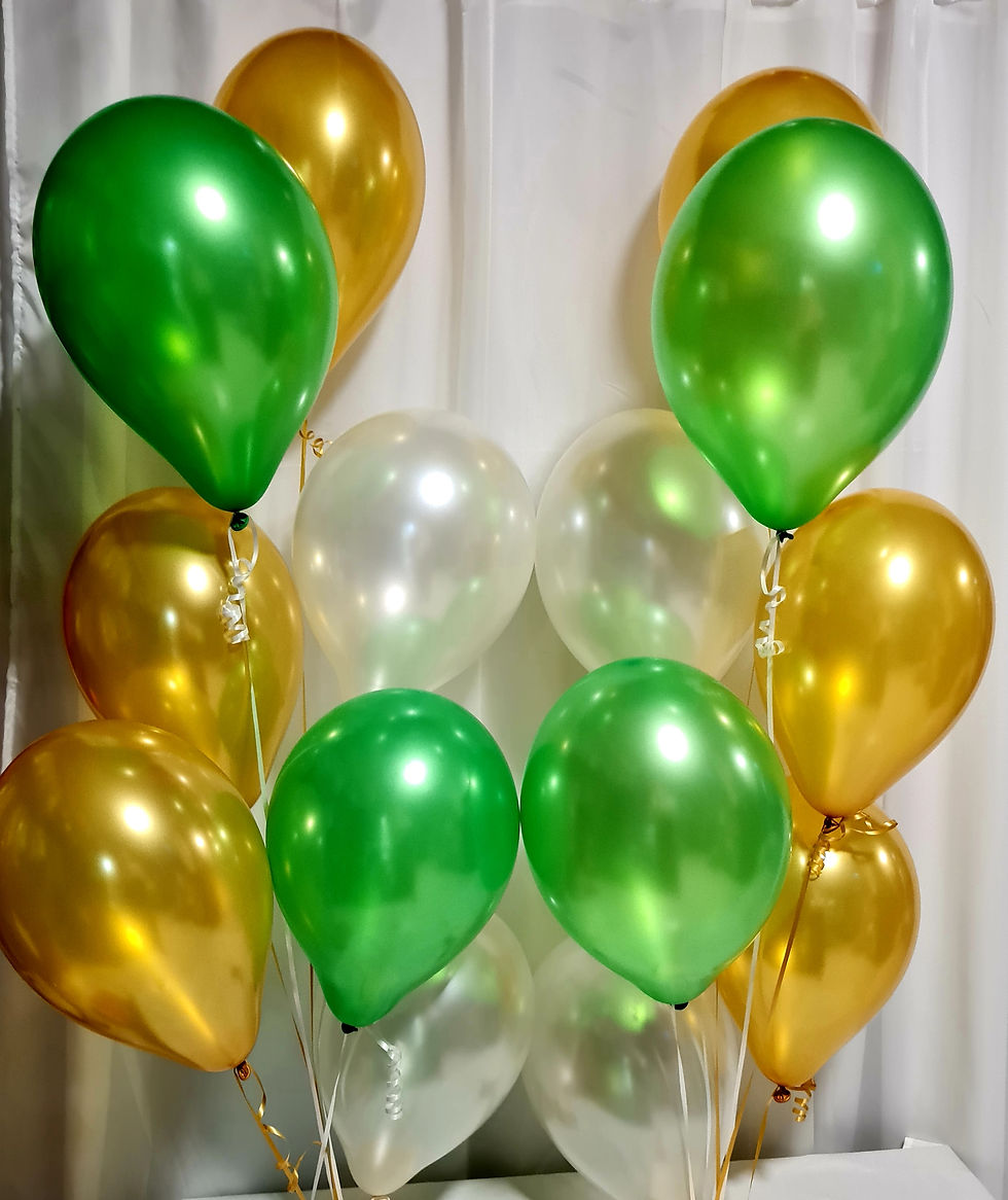 Pearl and Metallic Latex Balloon Bunches including Helium