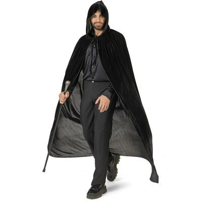 Black velvet Hooded Cape - Adult, one size