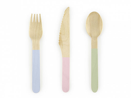 Wooden Cutlery 18 Pack assorted / plain