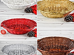  Hamper cane basket in various colours, each, 49x40x13.5cm