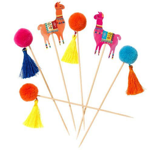 Boho Pom Pom & Llama Food Picks 12pk