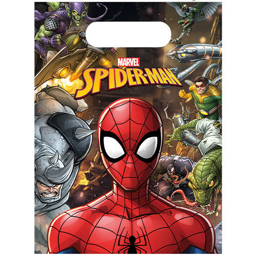 Thumbnail: Spiderman Party Bags, plastic, assorted designs, 6pcs/ 1pkt 