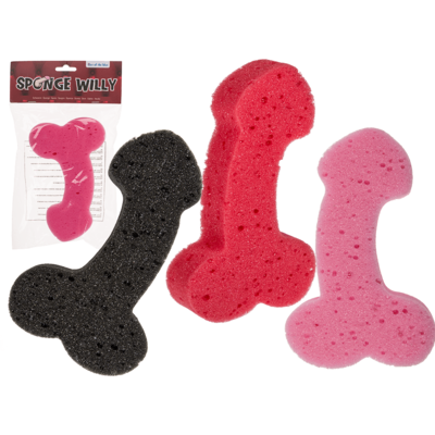 Bath Sponge, Penis,
ca. 19 cm, 3 colours ass., in poly bag with header card