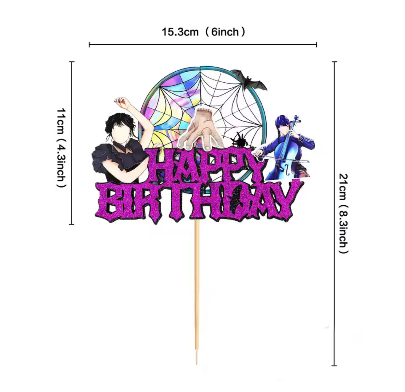 Wednesday ‘Happy Birthday’ cake topper