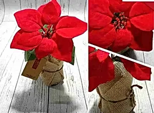 Artificial Ponsietta 18cm plant with sack base
